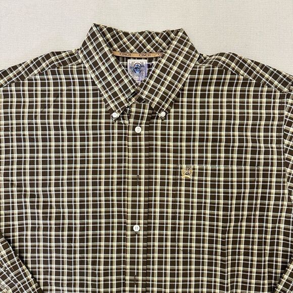 Cinch Casual Brown and White Button Down Shirt - Picture 3 of 5